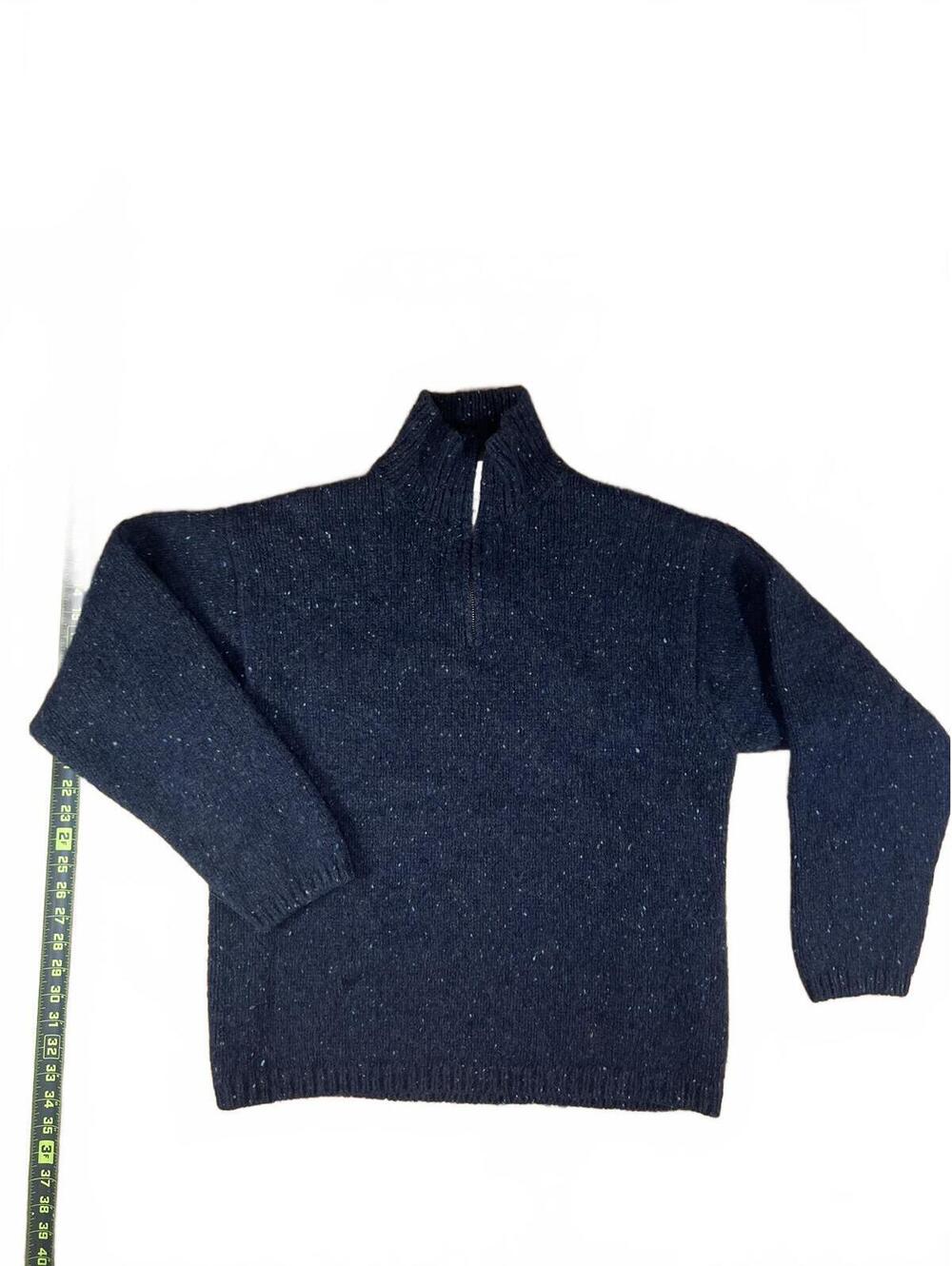 Eddie Bauer Men's Navy Blue 100% Wool Half-Zip Sweater Medium